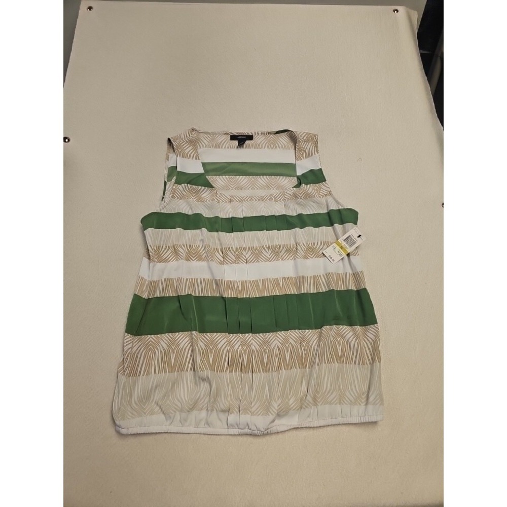 Alfani womens blouse size 14 Elastic Waist sleevelss striped pleated New